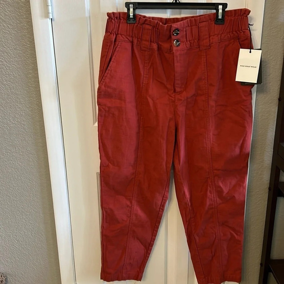 Who What Wear Women’s 16 Tandoori Spice Red Pants New with Tags High Waist - Picture 1 of 8